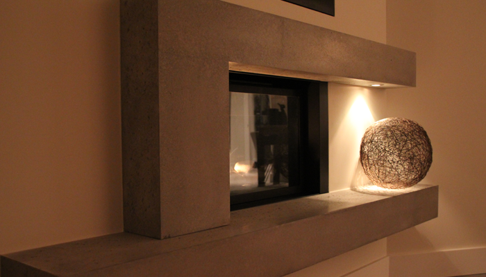 Newlines Concrete Fireplace